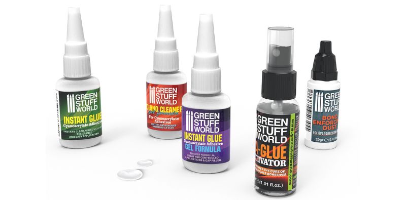 cyanoacrylate glue and accessories for gluing plastics in modeling